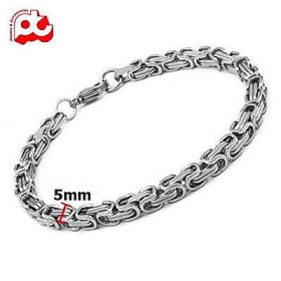 Lắc tay thép không gỉ titan nam cao cấp đẹp ziczac vuông trangsucpt kích cỡ 5mm màu trắng PTLTNA85