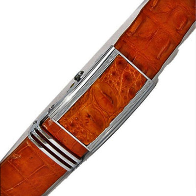 Thắt Lưng Nam Da Cá Sấu Gai Lưng Huy Hoàng HT4209 (120 x 3.5 cm) - Vàng