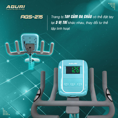 Xe đạp tập tại nhà AGS-215 khung sườn vững chãi, tay cầm đa chấu, đồng hồ thông minh, vòng bi NBK Nhật, tải trọng 150kg