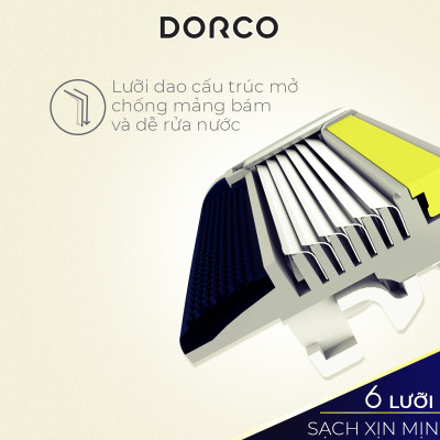 DORCO PACE 6 - Dao Cạo Hàn Quốc 6 Lưỡi - Hộp Gồm 4 Đầu Cạo