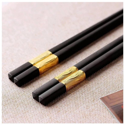 Bộ 10 Đôi Đũa Mạ Vàng, Đũa Ăn Cao Cấp Đũa Khảm Vàng Hàn Quốc Chống Trơn Chống Trượt Chống Mốc Bền Màu