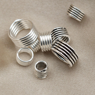 Combo 10 cái charm bạc chặn hạt họa tiết lò xo - Ngọc Quý Gemstones