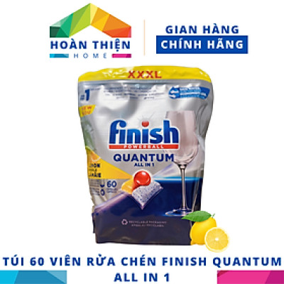 [HCM Hỏa Tốc] Túi 60 viên rửa chén Finish Quantum All in 1 (Loại viên lớn trong 1 viên công thức mới - sx 2023)