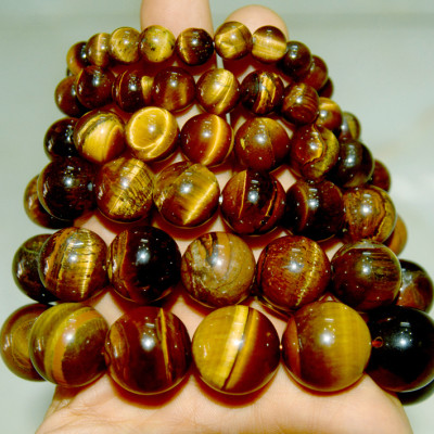 Vòng tay chuỗi đá mắt hổ nâu vàng-Nhiều cỡ ly