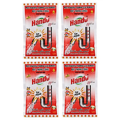 Bộ 4 bột thông cống 100g xuất khẩu hando cực mạnh ( đỏ - dùng cho đường ống an toàn )