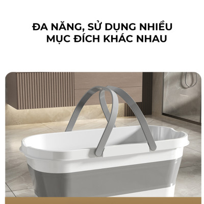 Xô Đựng Nước Gấp Gọn Đa Năng Có Bánh Xe Chậu Gấp Gọn Tiện Lợi Giặt Cây Lau Nhà Chùi Kính Dung Tích 12L
