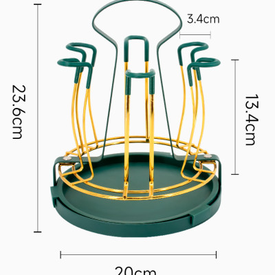 KHAY ÚP LY CỐC KIM LOẠI MÀU VÀNG - XANH CỔ VỊT CÓ ĐĨA HỨNG NƯỚC CAO CẤP - ( TẶNG SÉT 04 CỌ VỆ SINH VÒI ẤM NỘI ĐỊA NHẬT BẢN ) 