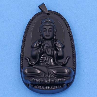 Mặt dây chuyền bồ tát Như lai Đại nhật đen 6 cm