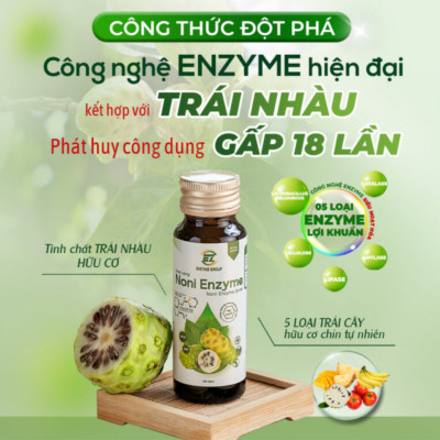 Nước uống Noni Enzyme - cải thiện hệ tiêu hóa, xương chắc khỏe, giảm cẳng thẳng - hộp 10 chai 60ml