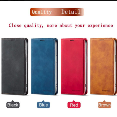 Bao Da Ví Da Bò Non Dành Cho iPhone 14 Pro Max / 14 Pro / 14 Plus / 14 Chính Hãng Forwenw Có Nam Châm Hít, Ngăn Đựng Thẻ, Ví Tiền Tiện Lợi - Hàng Nhập Khẩu