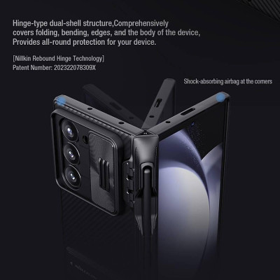 Ốp Lưng Cho Samsung Galaxy Z Fold 6 / Zfold 6 5G hiệu NILLKIN Camshield Chống Sốc Nắp Bảo Vệ Camera Kèm Khe Bút Kiêm Giá Đỡ Điện Thoại cao cấp - Hàng nhập khẩu