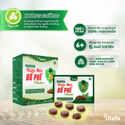 Viên ngậm Thiên Môn Bổ Phế Premium – Giúp giảm nhanh ngứa rát họng, đau họng, khản tiếng, giảm ho, bổ phế do viêm họng, viêm phế quản [Chính hãng TITAFA]  