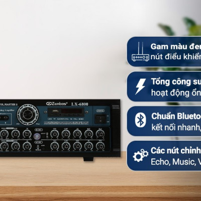 Dàn Karaoke gia đình Loa Zenbos XR-680 400W/Loa Bass 25 cm, 3 đường tiếng và Amply Bluetooth Công Suất Lớn 800W Zenbos LX-6800, 12 Sò Đại (Hàng Chính Hãng)
