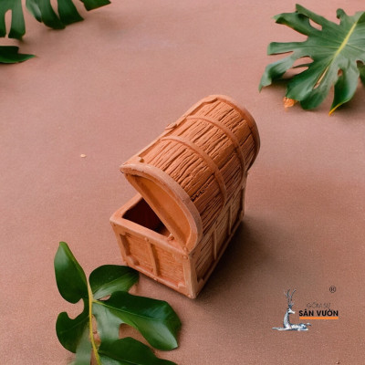 Chậu Gốm Đất Nung Hình Chiếc Rương Kho Báo