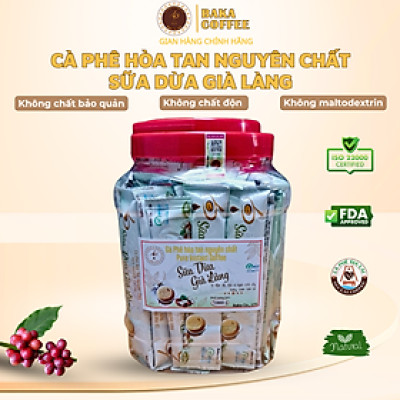 Cà Phê Hòa Tan Nguyên Chất SỮA DỪA GIÀ LÀNG - Hũ