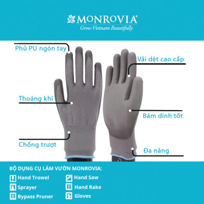 Bộ dụng cụ làm vườn MONROVIA 4 món tiện dụng, chất liệu cao cấp, thép không gỉ, chắc chắn, an toàn