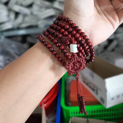 Vòng tay 108 hạt giả gỗ thời trang siêu đẹp, may mắn phong thủy bình an cho cả nam và nữ