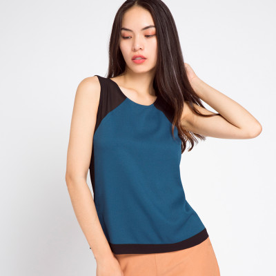  Áo Kiểu Sát Nách Thời trang thiết kế Hity TOP075 (Xanh Indigo)