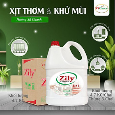 Xịt Thơm & Khử Mùi Zily 4.7 Kg (3 Chai/Thùng) - Tặng 1 chai Lau sàn nhà Rick 4.7Kg