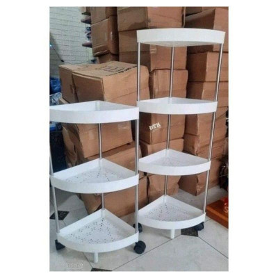 Kệ góc tường tam giác 4 tầng có bánh xe di chuyển