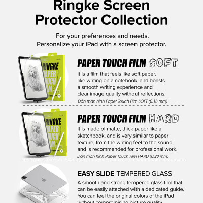 [Combo 2] Dán màn hình dành cho iPad Pro 11″ M4/Pro 13" M4 RINGKE Paper Touch Film - Hàng Chính Hãng