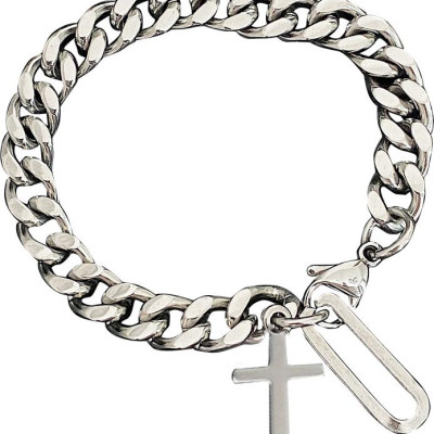 Vòng đeo tay bản to mix chữ thập