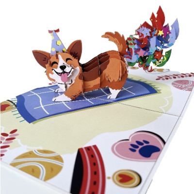 Thiệp 3D Pop Up Chó Corgi Sinh Nhật – Thiệp Chúc Mừng Sinh Nhật Hài Hước, Đáng Yêu, B29