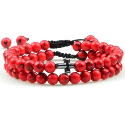 Vòng chuỗi mân côi đá san hô đỏ thiên nhiên