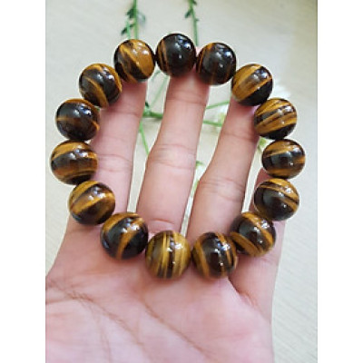 Vòng tay nam đá mắt hổ nâu đồng trục, hàng VIP, đá thiên nhiên bóng đẹp, hạt 14 li, nâng tầm phong cách, cá tính cho phái mạnh 