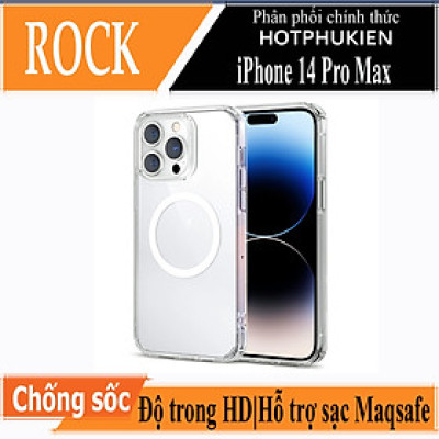 Ốp lưng chống sốc trong suốt hỗ trợ sạc Maqsafe cho iPhone 14 Pro Max (6.7 inch) hiệu Rock Protection Maqsafe Magetic Case (siêu mỏng 1.5mm, độ trong tuyệt đối, chống trầy xước, chống ố vàng, tản nhiệt tốt) - hàng nhập khẩu