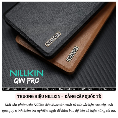 Bao da chống sốc ngăn đựng thẻ card cho Samsung Galaxy S25 Ultra / S25 Plus hiệu Nillkin Qin Pro - Da PU cao cấp, Viền TPU, sang trong, nắp trượt bảo vệ camera - Hàng nhập khẩu