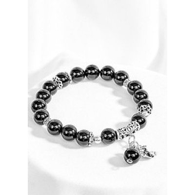 Vòng tay đá obsidian đá thiên nhiên charm hồ ly Ngọc Quý Gemstones