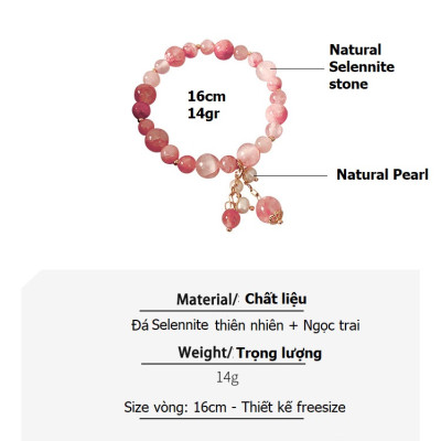 Lắc tay đá Selenite tự nhiên đính hạt ngọc trai, thiết kế kiểu Hàn quốc, mang lại năng lượng tích cực thanh tẩy năng lượng xấu, … KÈM BẢN PHOTOCOPY GIẤY KIỂM ĐỊNH SẢN PHẨM MẪU