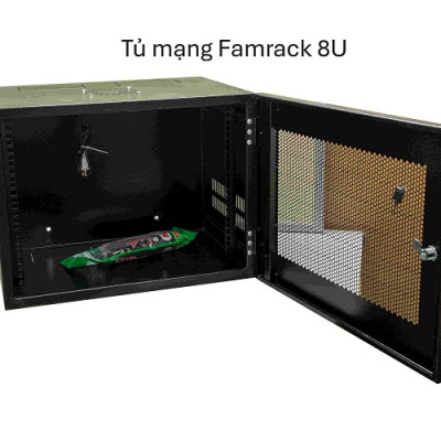 Tủ rack 8U treo tường Famrack 8UD400 – Sâu 400mm – Đựng thiết bị mạng, điện nhẹ