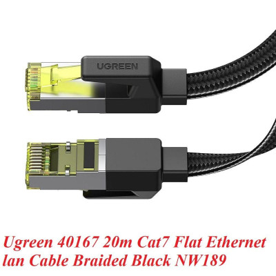 Ugreen UG40167NW189TK 20M cat7 Cáp mạng Lan dạng dây dẹp bọc dù Màu Đen - HÀNG CHÍNH HÃNG