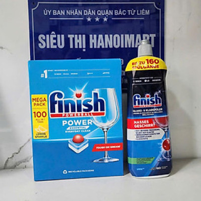 Combo Viên rửa bát Finish 77 viên hương chanh + Nước làm bóng finish 750ml dùng cho máy rửa bát