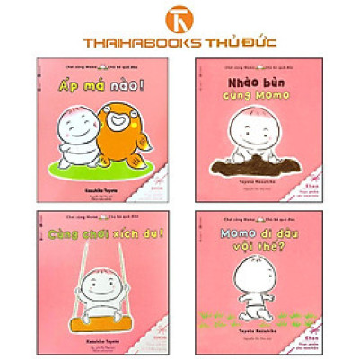 Sách - Chơi Cùng Momo - Chú Bé Quả Đào: Áp Má + Nhào Bùn + Xích Đu + Đi Đâu Vội Thế - Thái Hà Books