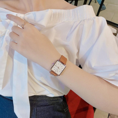  Đồng hồ nữ Julius Star JS-048 dây da mặt vuông