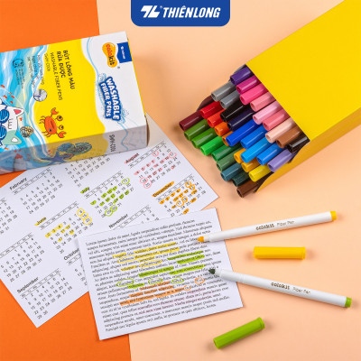 Bút lông màu Fiber Pen 36 màu Thiên Long Colokit rửa được tiêu chuẩn Châu Âu an toàn sử dụng tô màu, vẽ tranh SWM-C006