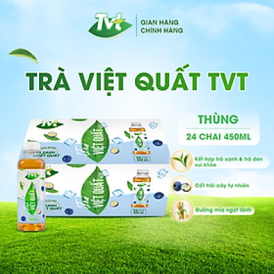 [Thùng 24 chai 450ml] Trà Việt Quất TVT tinh chất Việt Quất và Trà xanh, chống oxy hóa, thanh nhiệt giải phóng độc tố cơ thể