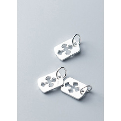 Combo 3 cái charm bạc miếng có hình thánh giá treo - Ngọc Quý Gemstones