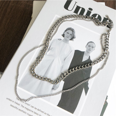 Vòng cổ kim loại thời trang nam nữ 2 lớp titan không gỉ