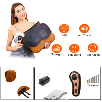 Gối Massage thư giãn hồng ngoại 6 bi  loại mới 