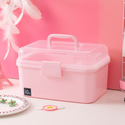 Hộp đựng dụng cụ y tế, tủ thuốc gia đình có quai xách - và hôp đựng mỹ phẩm dụng cụ sửa sắc đẹp làm nail móng chân móng tay di động đa năng