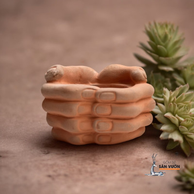 Chậu Đất Nung Hình Bàn Tay Khoanh