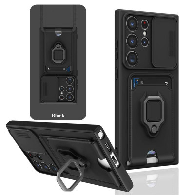 Ốp Lưng Cho Samsung Galaxy S25 Ultra / S24 Ultra / S23 Ultra / S22 Ultra  4 In 1 Có Ngăn Để Thẻ , Kèm Dây Đeo Dài