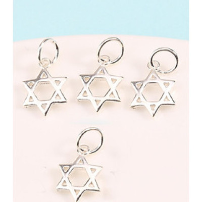 Combo 4 cái charm bạc hình ngôi sao 6 cánh treo - Ngọc Quý Gemstones