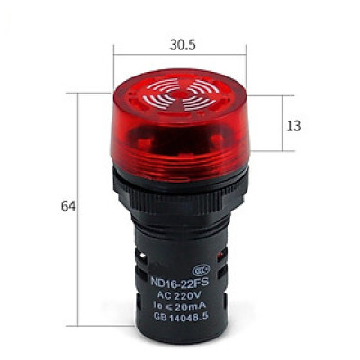 Đèn và còi báo CNC ND16-22/220V phi 22 chuyên tủ điện