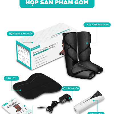 Máy Massage Cao Cấp KINGTECH ST-502B - Giúp Tuần Hoàn, Giảm Đau Mỏi - Mát xa Thư Giãn Bàn Và Bắp Chân Tích Hợp Nhiệt Kèm Điều Khiển Cầm Tay - Quà Tặng Ý Nghĩa Cho Người Thân