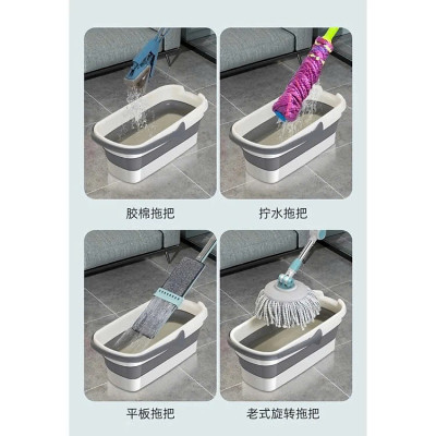 Xô Đựng Nước Gấp Gọn Đa Năng Có Bánh Xe Chậu Gấp Gọn Tiện Lợi Giặt Cây Lau Nhà Chùi Kính Dung Tích 12L